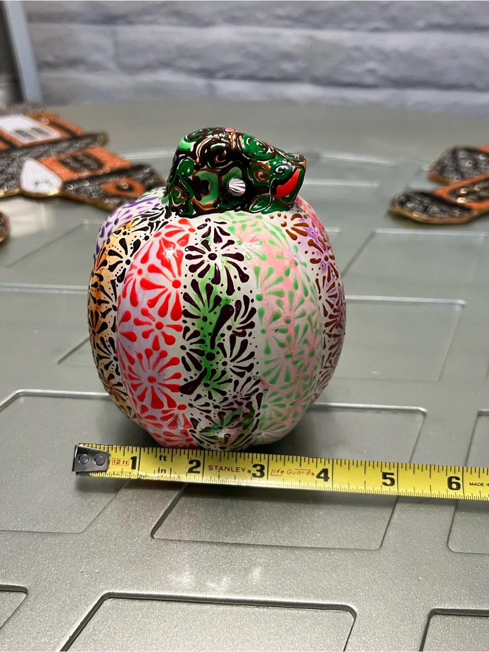Hand-Painted Multicolor Decorative Pumpkin - Home Holiday Accent